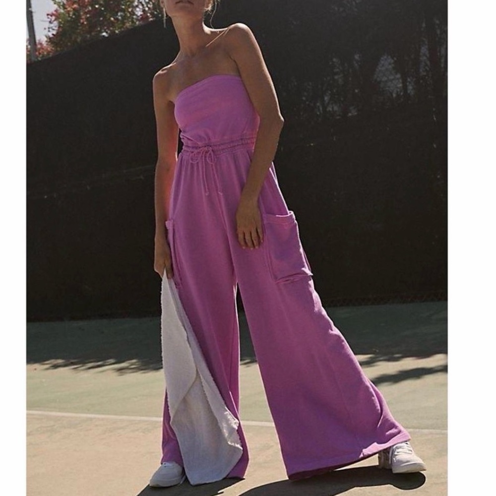 FP Movement Grand Slam Onesie- Strapless Wide-Leg Jumpsuit